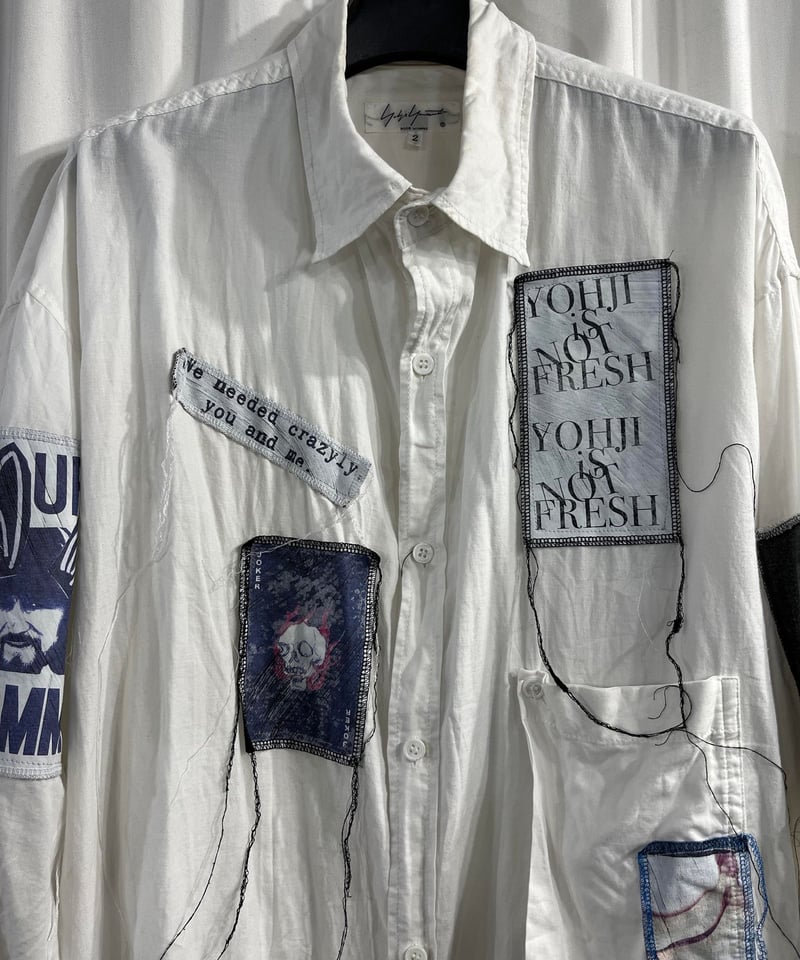 ヨウジヤマモト プールオム 19ss 環縫いワッペン付ブラウス 2019SS yohji yamamoto pour homme ワッペン付きロングブラウス（