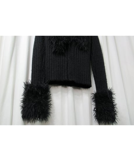 Y's yohji yamamoto ボア付きデザインカーディガン（YR-K22-925）