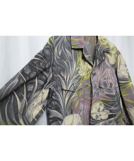 17aw yohji yamamoto pour homme スカルプリントデザイン ロングドレスコート（HK-D03-905）