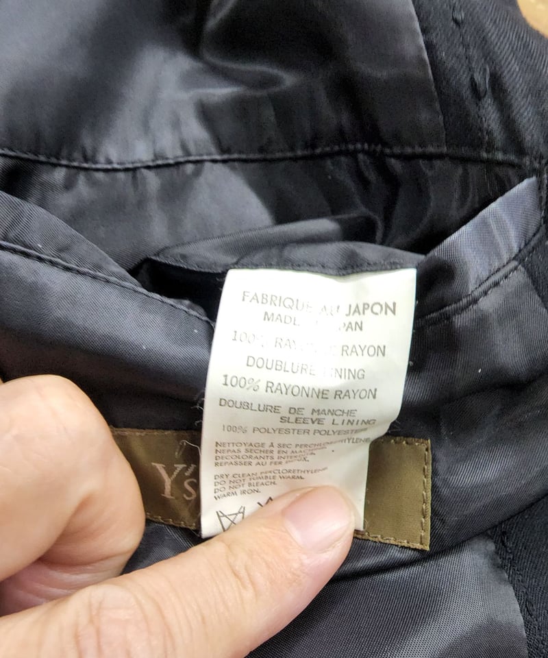 Y's Yohji Yamamoto ブラックジャケット サイズ3 Y's for men yohji yamamoto 黒 3釦ノーパットジャケット （MQ-