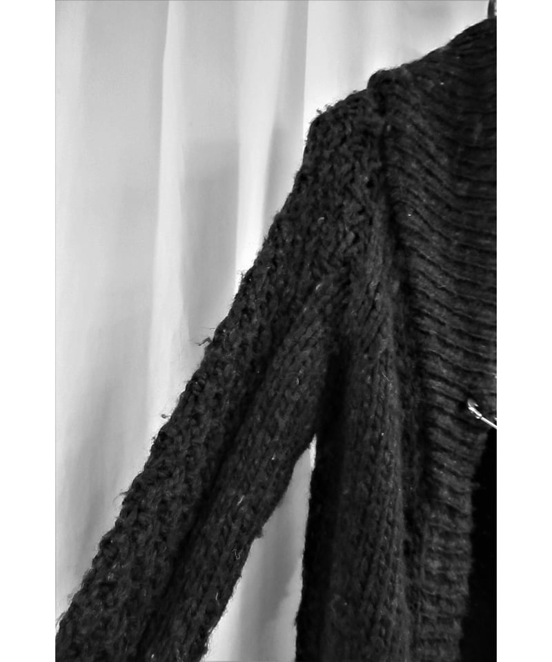 Yohji Yamamoto ブラックローゲージカーディガン HALF CARDIGAN+PLAIN WEAVE ASYMMETRY JACKET(S Black): Vintage