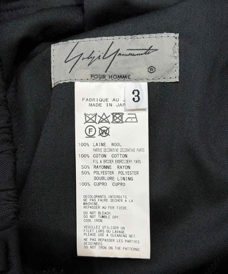 2020SS yohji yamamoto pour homme 刺繡パンツ（HN-P19-102）