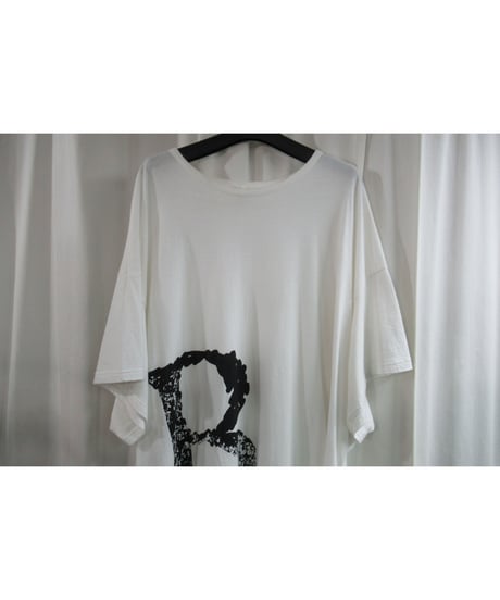 20aw B yohji yamamoto +noir 白 【B】半袖 プリントカットソー NR-T60-077