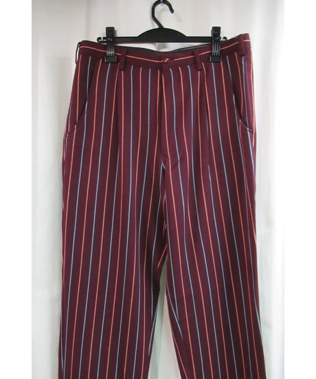 新品 90’s Y's for men yohji yamamoto vintage ストライプ ボルドーデザインパンツ MW-P08-104