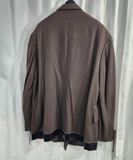 1991aw yohji yamamoto pour homme 6.1THEMEN レザー切替えダブルジャケット (yj-003)