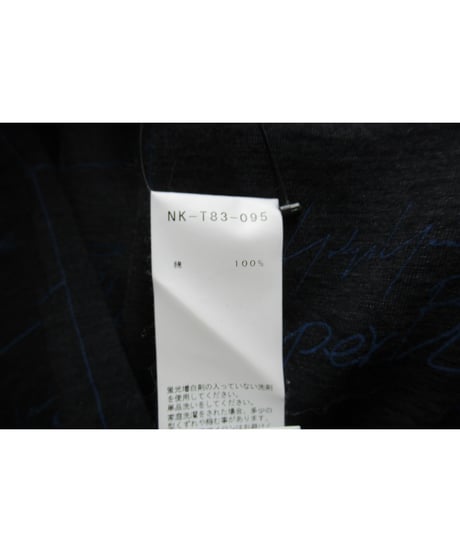 17aw yohji yamamoto Super Blue グレー インディゴ染め プリントカットソー NK-T83-095