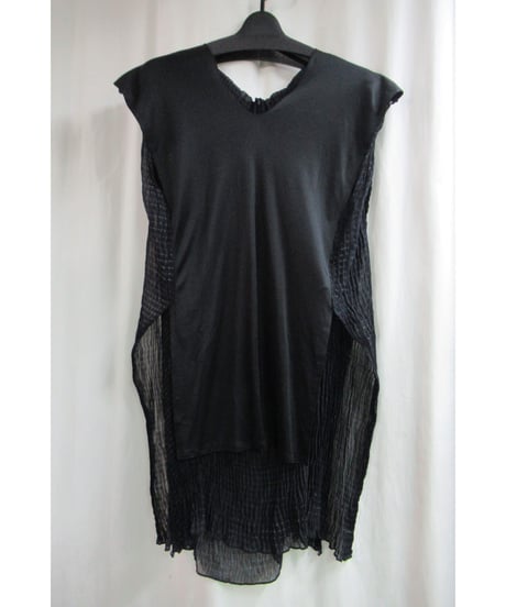 95ss yohji yamamoto femme vintage 黒 チリメン 着物デザインカットソー FB-T71-836
