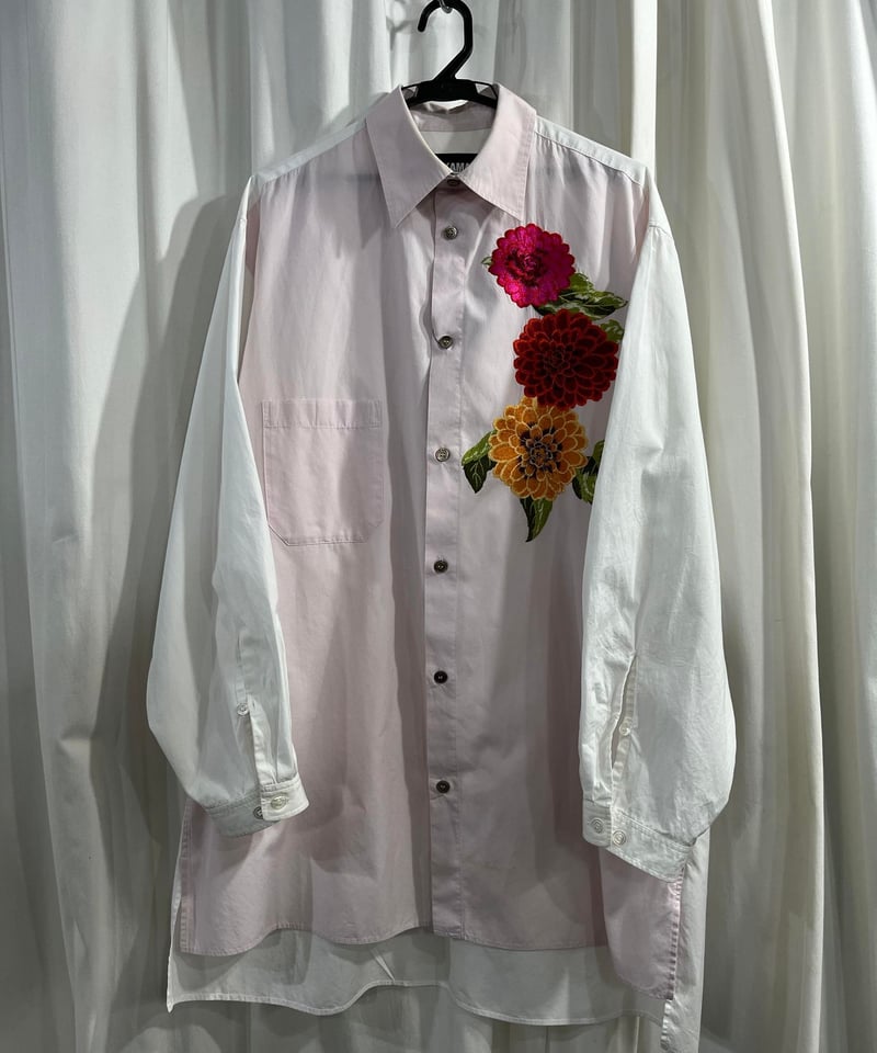 1988SS レプリカ yohji yamamoto pour homme 花刺繡シャツ(HD 1988SS レプリカ yohji yamamoto pour homme 花刺繡シャツ(HD