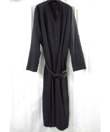 18aw yohji yamamoto pour homme ベルト付き 多釦 ドルマンスリーブデザインロングドレス（HV-D36-100）