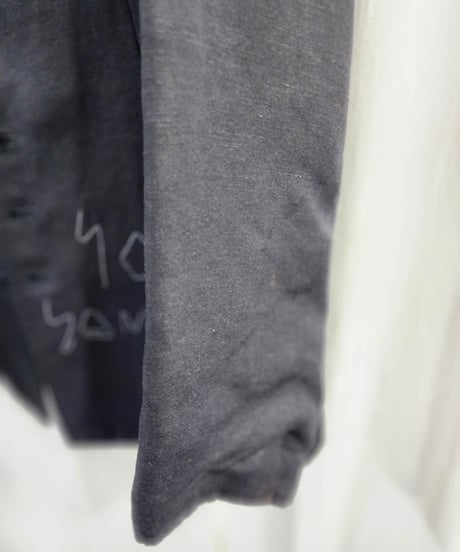 2015ss yohji yamamoto pour homme 黒 ヨウジロゴ入りフロッキージャケット (HO-J40-314)