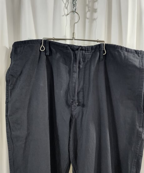 14aw yohji yamamoto pour homme 黒 綿 ウエストひもパンツ (HF-P02-001)