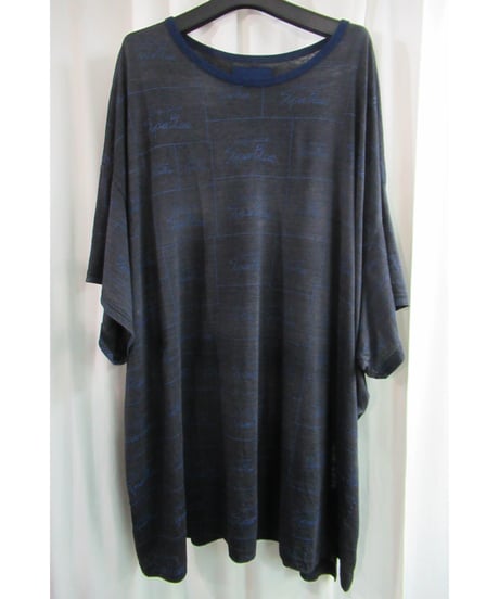 17aw yohji yamamoto Super Blue グレー インディゴ染め プリントカットソー NK-T83-095