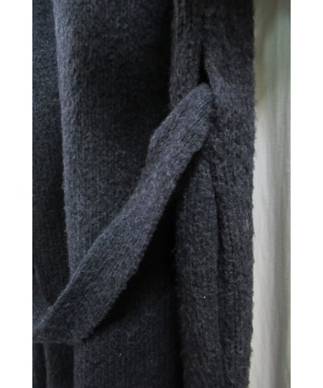 12aw yohji yamamoto pour homme グレースナップ釦フード ベルト付きロングニット