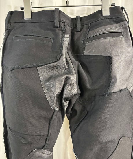 Y's yohji yamamoto レザ－切替パッチワークパンツ（YB-P11-803）