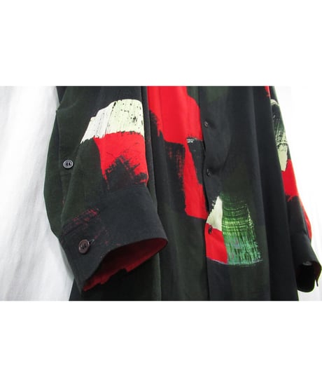 16ss yohji yamamoto pour homme 朝倉優佳ペイント ロングブラウス（HO-B62-222）
