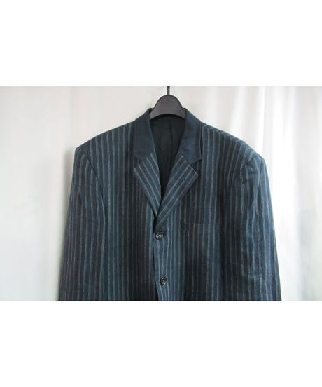 80’s COMME des GARCONS HOMME vintage 襟切替え ストライプジャケット HJ-02025M