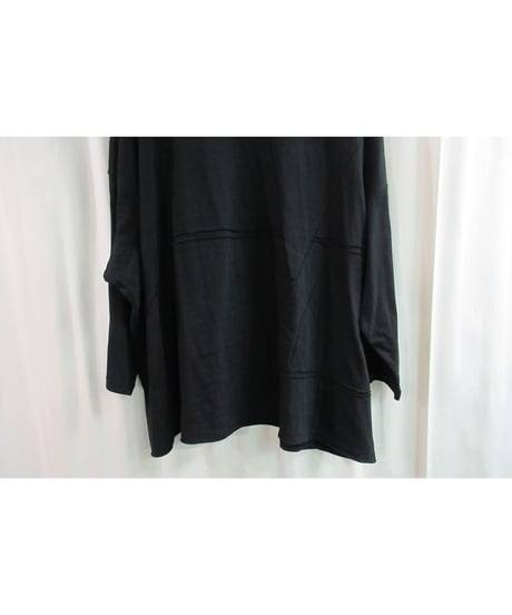 新品 17ss B yohji yamamoto +noir 黒 切り替えデザインカットソー ND-T60-086