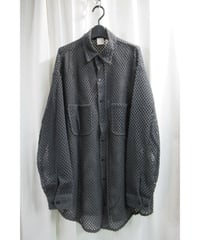 94ss yohji yamamoto pour homme vintage グレー メッシュデザインブラウス（HT-B27-053）