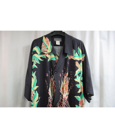 レア 97ss yohji yamamoto pour homme vintage 火山プリントデザインドレスシャツ HU-D14-262
