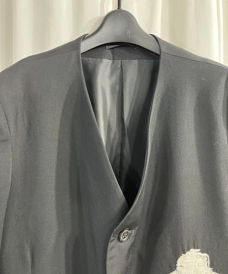 2020SS yohji yamamoto pour homme ノーカラー刺繡ジャケット（HN-J98-102）
