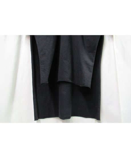 15aw yohji yamamoto pour homme 黒 ヘンリーネック ロングデザインカットソー（HY-T14-076）
