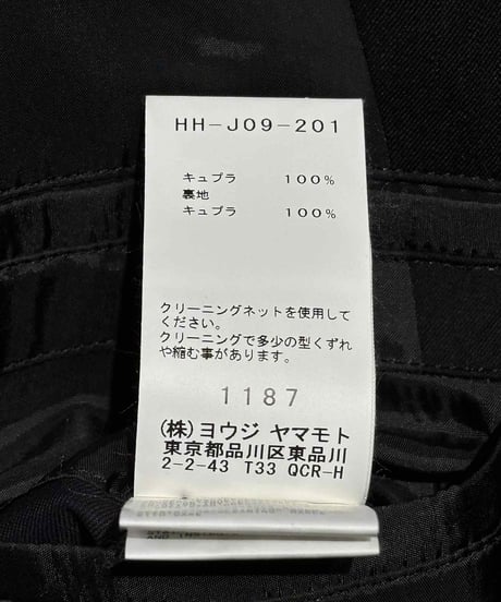 2019SS yohji yamamoto pour homme バックオープンジャケット（HH-J09-201）
