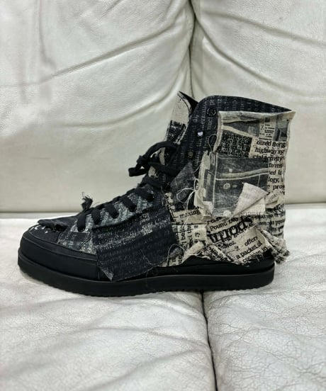 2022SS yohji yamamoto pour homme ニュースペーパーハイカットスニーカー（HG-E18-362）