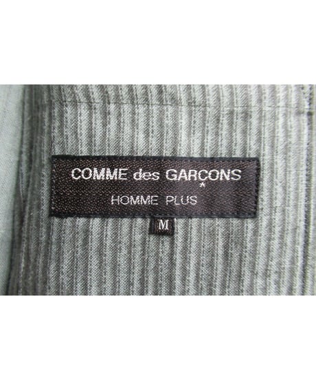 80's 初期 COMME des GARCONS HOMME PLUS カーキ エンビ風 ストライプロングブルゾン PJ-110910
