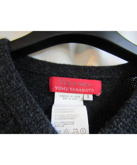 Y's for men 赤タグ yohji yamamoto グレー ヘンリーネックニット MV-K60-144