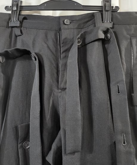 2020ss yohji yamamoto pour homme 黒 デザインパンツ  (HN-P54-100)