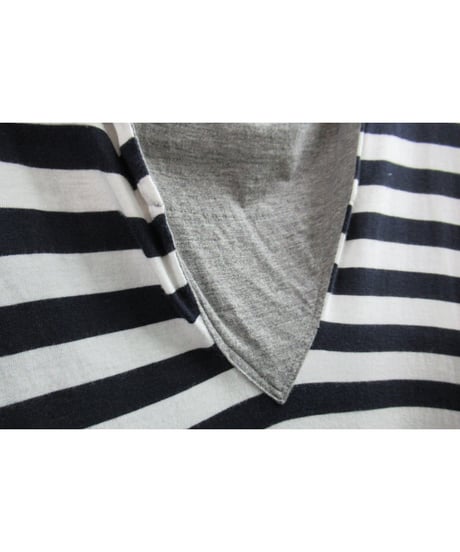 15ss yohji yamamoto pour homme ネイビー×ホワイト ストライプデザインTシャツ（HU-T43-096）