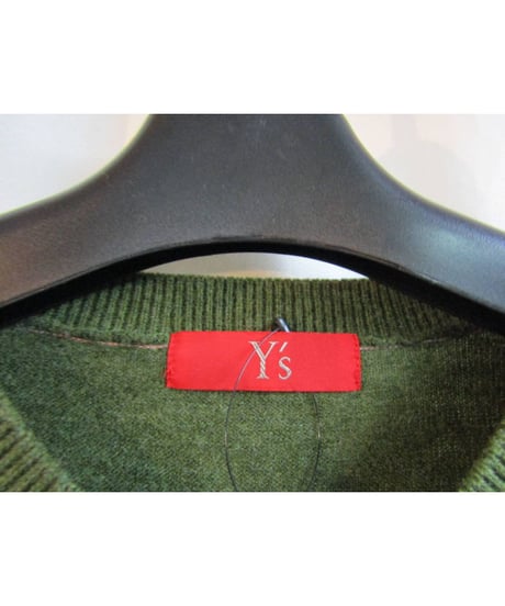 Y's 赤タグ yohji yamamoto カーキＶネックロングニット YL-K99-567