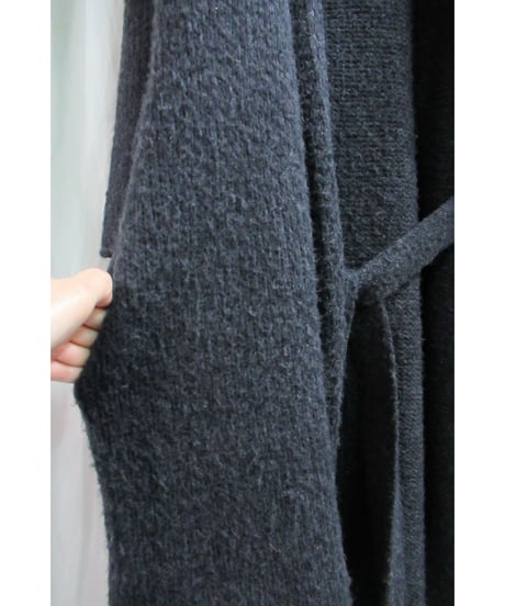 12aw yohji yamamoto pour homme グレースナップ釦フード ベルト付きロングニット