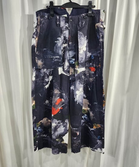 2016ss yohji yamamoto pour homme 朝倉絵画プリントデザインパンツ (HO-P60-024)