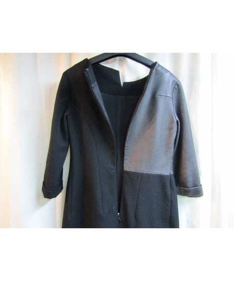 02aw yohji yamamoto femme レザー切り替タイトワンピース FM-D22-817