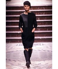02aw yohji yamamoto femme レザー切り替タイトワンピース FM-D22-817