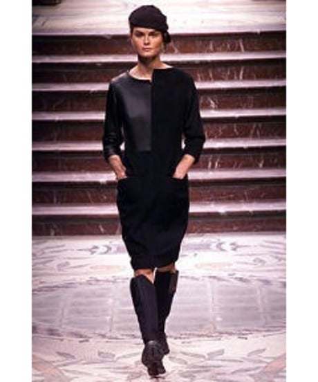 02aw yohji yamamoto femme レザー切り替タイトワンピース FM-D22-817