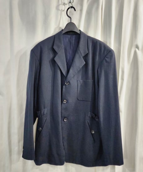 1980's  yohji yamamoto pour homme 紺 脇ベルトデザインジャケット (yy-j002)