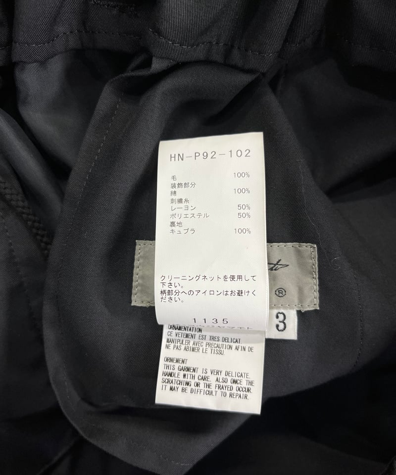 2020SS yohji yamamoto pour homme ヨウジ刺繡パンツ（HN-P9