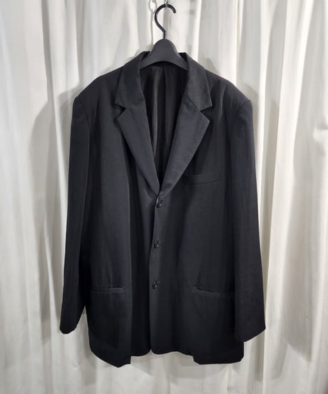 1997ss yohji yamamoto pour homme 黒 バックベルベット切替えデザインジャケット (HU-J97-104)