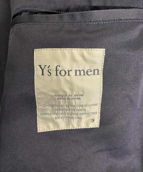 Y's for men yohji yamamoto コットン 3ボタンジャケット（MQ-J42-001）