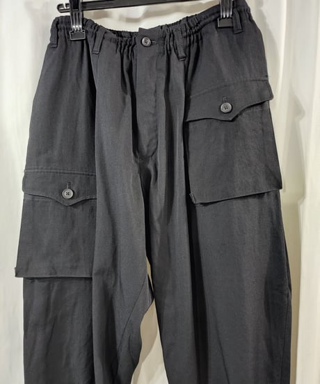 19aw yohji yamamoto pour homme 黒デザインミリタリーパンツ (HC-P89-100)