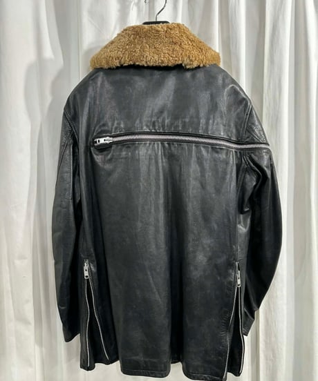 2004AW yohji yamamoto pour homme ファー付きファスナーレザーブルゾン（HJ-Y11-745）