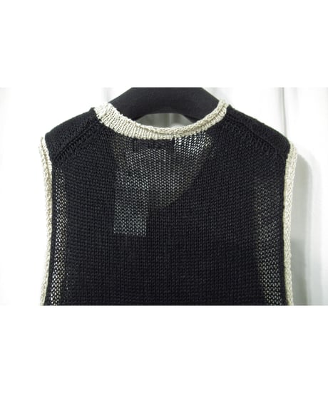 97ss yohji yamamoto pour homme vintage 麻 スリーブレス デザインニット（HU-K49-308）