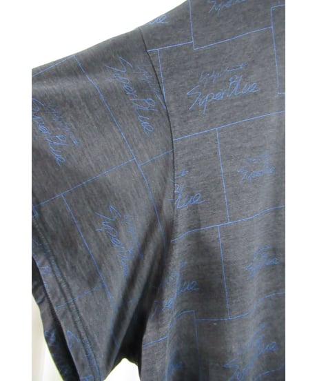 17aw yohji yamamoto Super Blue グレー インディゴ染め プリントカットソー NK-T83-095