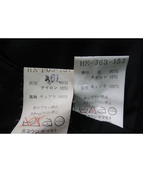 99aw yohji yamamoto pour homme vintage ジプシー カギホックボタンセットアップ HN-J63-151