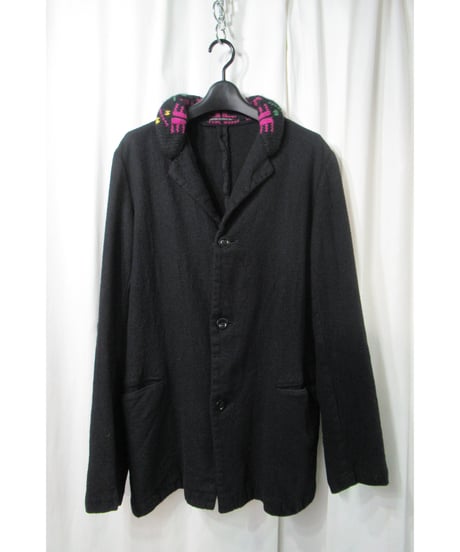 00aw yohji yamamoto pour homme 縮絨 襟ニットデザインジャケット②（HT-J10-150）