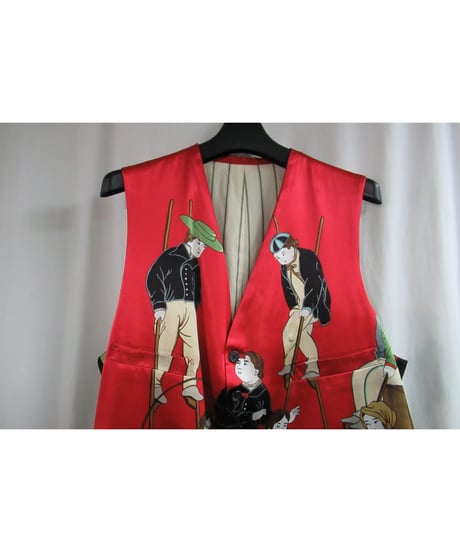 激レア 95aw yohji yamamoto pour homme vintage オリジナル 鹿鳴館 プリントベスト HE-V12-822