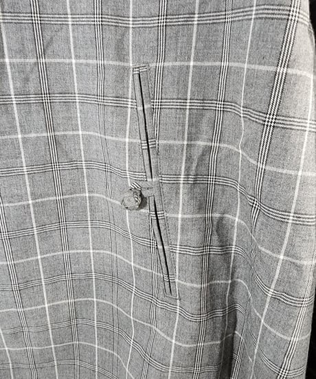 yohji yamamoto pour homme グレーチェックチャイナ風デザインブラウス (HB-B21-928)
