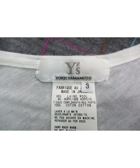 Y's yohji yamamoto レイヤードデザインカットソーカーディガン YU-T65-973